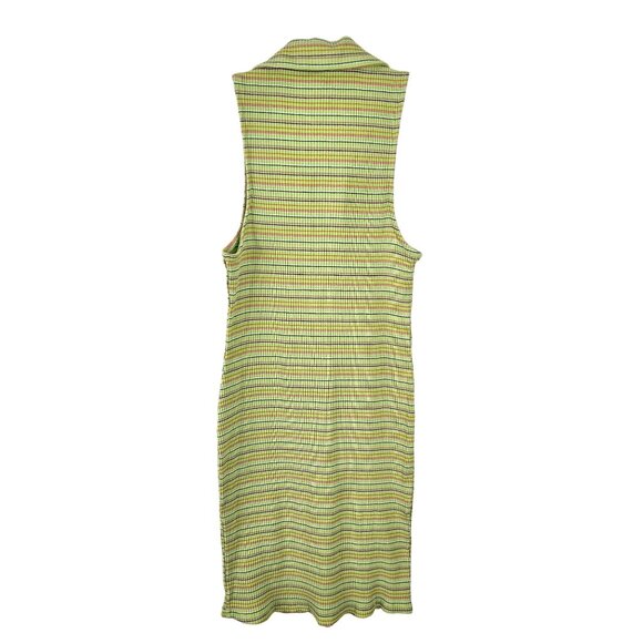 Wild Fable Womens Y2K Green XS Mini Dress Striped Sleeveless Ribbed Mini Zip - Picture 4 of 9